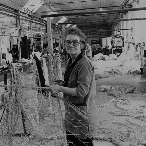 Fishing nets being weaved